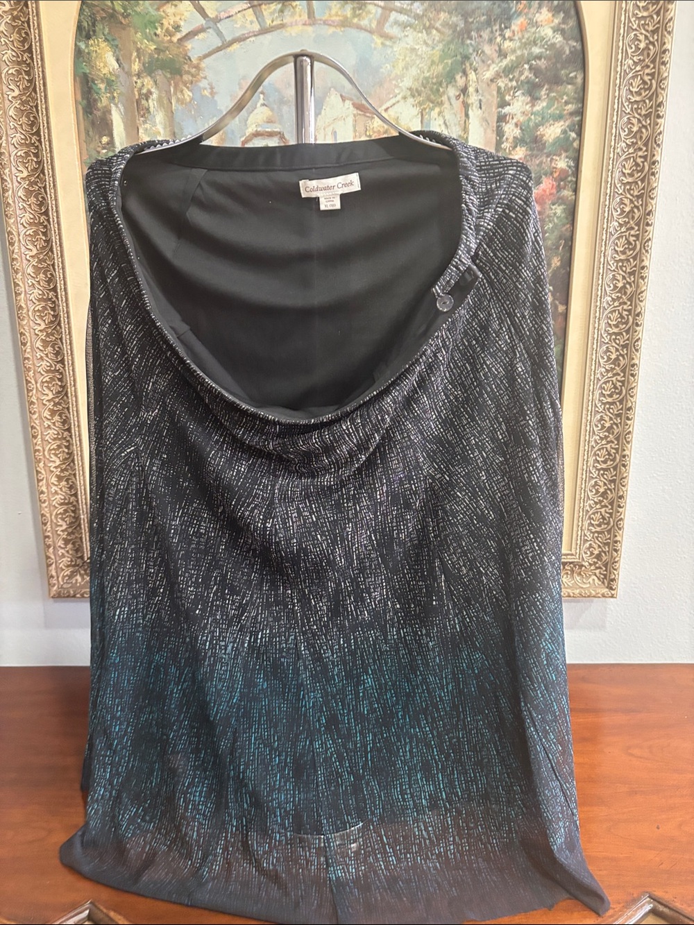 Coldwater Creek Black Skirt with Teal Shimmer A-Line